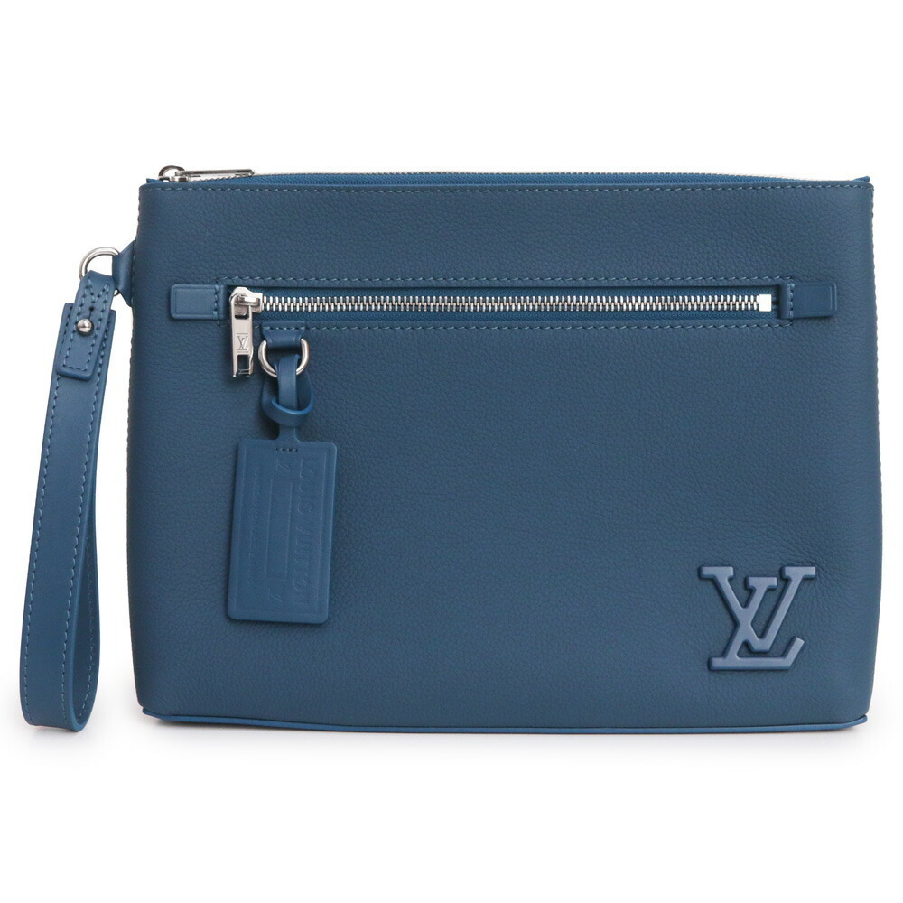 LOUIS VUITTON Takeoff Clutch LV Aerogram Cowhide Blue Atlantic Shoulder Bag